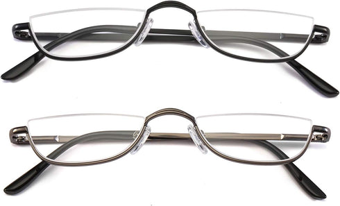 Half Frame Reading Glasses, Spring Hinge Half Moon Readers for Men and Women