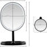 OVENTE 9" Rechargeable Lighted Tabletop Makeup Mirror, 1X Magnifying with 10X Mini Magnetic Mirror, Black