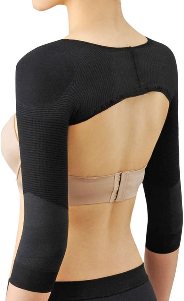 Gudessly Women's Slimming Arm Shapers, Back Shoulder Support Wrap, Correct Posture Corrector, Humpback, M (fit US XS),