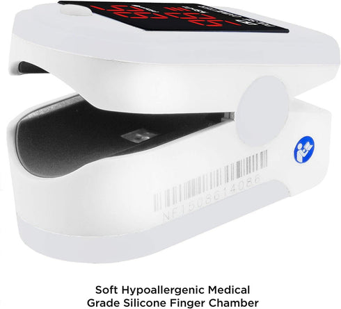 FL400 Pulse Oximeter with Neck/Wrist Cord, Carrying Case & Batteries - White