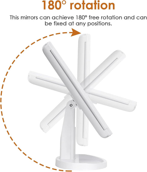 Makeup Mirror Vanity Mirror with Lights - Adjustable Brightness Trifold Mirror with 1X/2X/3X/10X Magnification