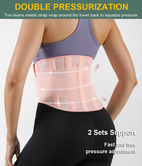 SUJAYU Lightweight Back Brace for Lower Back Pain Women Men, Adjustable Lumbar Support Waist Support Brace for Women