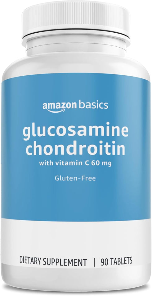 Amazon Basics Glucosamine 1500 mg with Chondroitin and Vitamin C 60 mg, 90 Tablets, Gluten Free