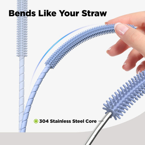 VOGOGE 2 6mm&9mm, Pcs Silicone Straw Cleaner Brush, Extra Long Cleaning Brushes for Straws, Blue