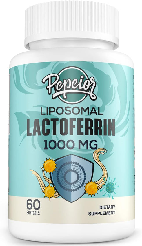 Liposomal Bovine Lactoferrin 1000 mg - Higher Absorption for Iron Absorption & Immune Function, 60 Softgels