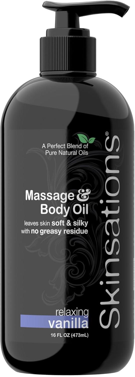 Skinsations Vanilla Massage Oil for Couples Relaxing Aromatherapy Body Oil for Massage