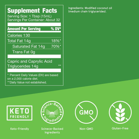 Bulletproof MCT Oil, C10 and C8 Oil, 16 Ounces, Keto Supplement for Energy
