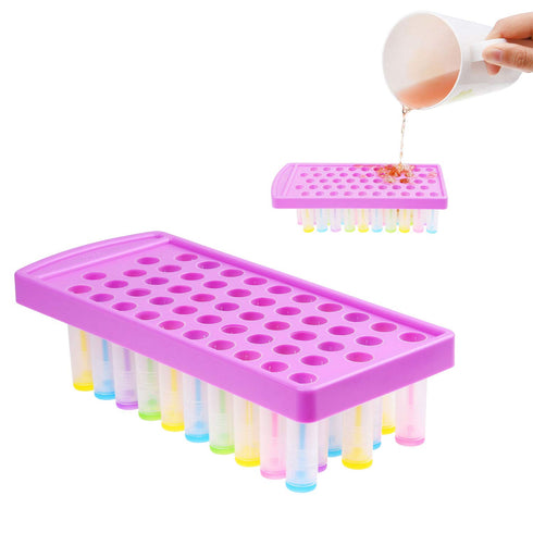 Kare & Kind Lip Balm Crafting Kit, Easy Filling Tray and Spatula, 50 Empty Tubes with Caps (10x5 Colors)