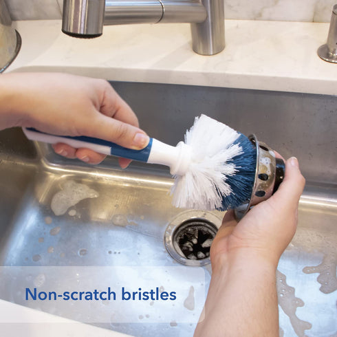 Unger Sink & Dish Scrub Brush - Kitchen Scrub Brush, Non-Scratch Bristles for Glassware, Pots, Pans, and Drains