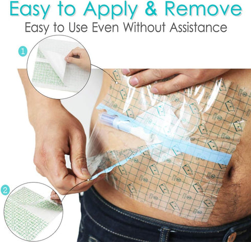 Hola Health 9x9 inch (Pack 25) Waterproof Shower Cover Shields Large for Dialysis Port Picc Line Chest Catheter PD