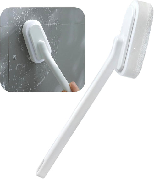 Long Handle Sponge Brush, Scouring Pads for Dishwashing & Bathroom Cleaning Tool (Long-Handled Brush)