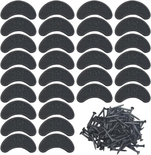 30PCS Heel Plates, Black Heel Taps Rubber Tips Sole Repair Pad Replacement with Nails