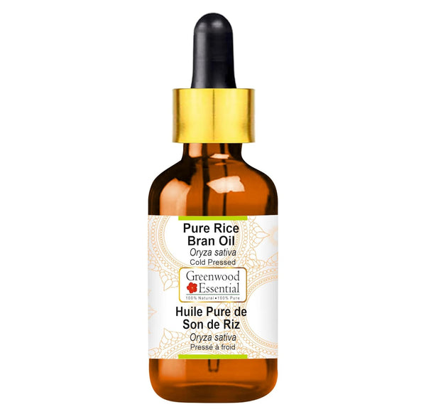 Pure Rice Bran Oil (Oryza Sativa) with Glass Dropper, 50ml (1.69 oz)
