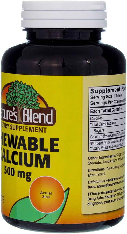Nature's Blend Calcium Chewable 500 mg, Bavarian Cream, 100 Tabs