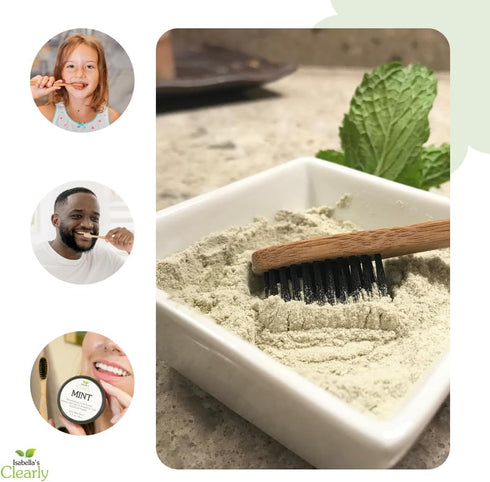Isabellas Clearly Mint Remineralizing Tooth Powder | Teeth Whitening Natural Fluoride Free Toothpaste for Adults, Kids