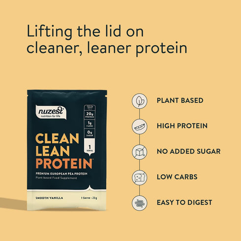 Nuzest Pea Protein Powder, Clean Lean Protein, Premium Vegan, Dairy Free, Gluten Free, Smooth Vanilla, 0.9 oz (Pack of