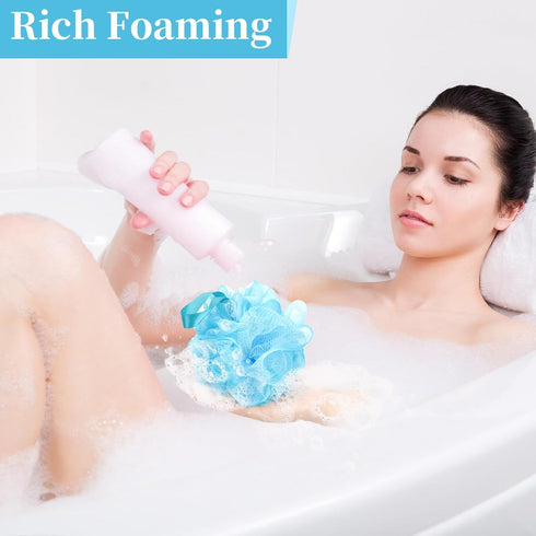 Bath Loofah Shower Sponge Body Back Scrubber, Soft Mesh Shower Puffs, Exfoliating Loofa for Women & Men (Pack of 4,