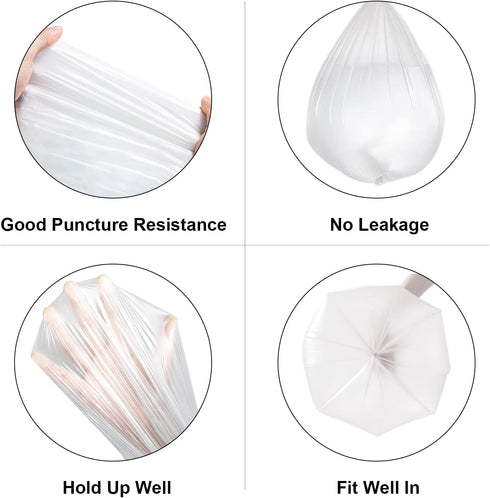 120 Count Unscented 8 Gallon Thick Clear Trash Bags, 30 Liter Strong Plastic Wastebasket Can Liners