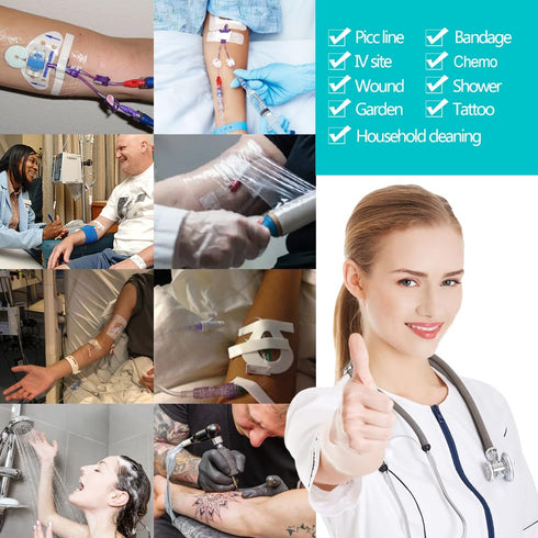 50 Pack Waterproof Arm Cast Cover for Showering, Long Arm Cast Protector Gloves for Wound Care, Disposable