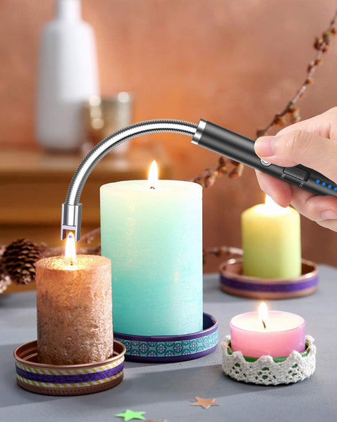 VEHHE Candle Lighter, Electric Rechargeable Arc Lighter with LED Battery Display, Long Flexible Neck USB Lighter for