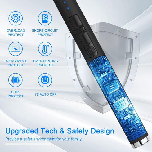 USB Rechargeable Candle Lighter, Electronic Arc Lighter, Windproof Flameless with Safety Button for Camping, Cooking
