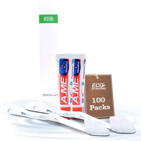 ECO Amenities Travel Toothbrush Kit - Manual Disposable Toothbrush with Toothpaste, 100 Sets