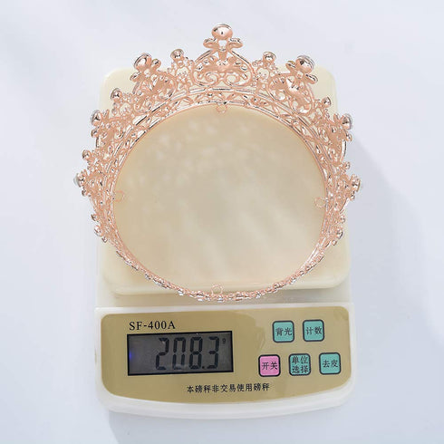 S SNUOY Rose Gold Crowns for Women - Full Round Crystal Queen Tiaras & Pageant Party Costume Headbands