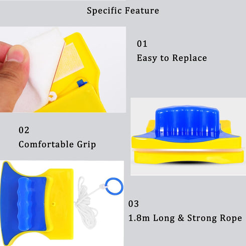 Yuehuam Double Sided Magnetic Window Cleaner, Magnetic Glider Wiper Tool for High-Rise Single Glazed Glass