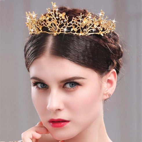 Yean Adult Tiaras and Crowns Gold Wedding Princess Queen Crown Baroque Vintage Hair Accessories