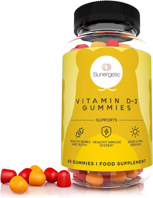 Premium Vitamin D3 Gummies - Powerful Vitamin D Gummies to Support Healthy Bones, Mood & Immune System, 2000 IU of