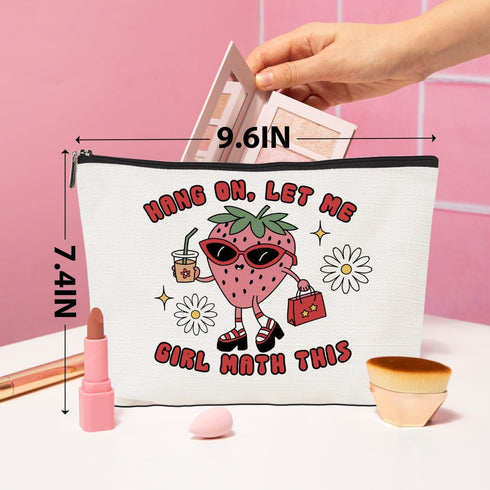 Inspirational Gifts for Women, Strawberry Gifts Makeup Bag, Positive Affirmation Gifts for Therapist, Self Care