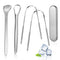 MORGLES Metal Tongue Scraper, 4 Pcs Tongue Cleaners with Case for Adults