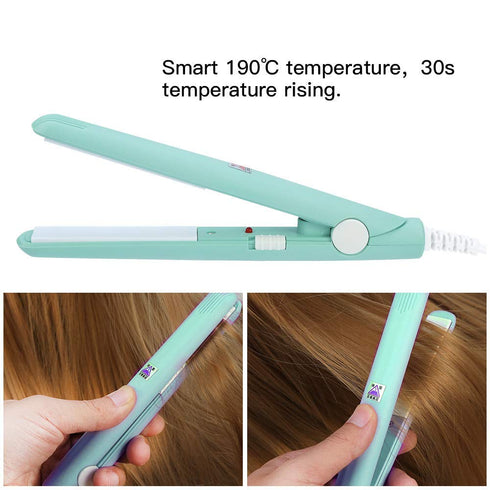 Mini Hair Straightener, Travel Size Flat Iron, Lightweight Portable Ceramic Tourmaline Heating Curler for Hair Styling,