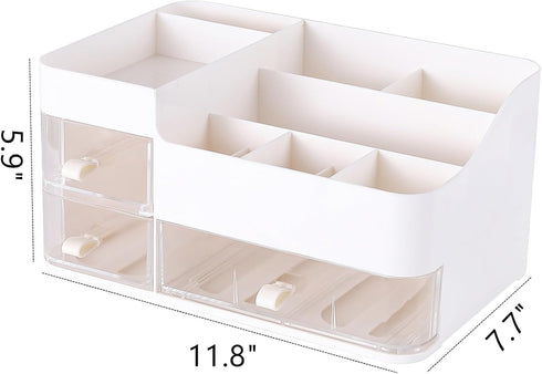 Makeup Organizer and Storage Cosmetic Display Case With 3 Clear Drawers Skincare Organizer for Bathroom Make Up Stand for Vanity Lipsticks,Jewelry,Nail Care,Eyeshadow,Skincare Organizers by KLGO