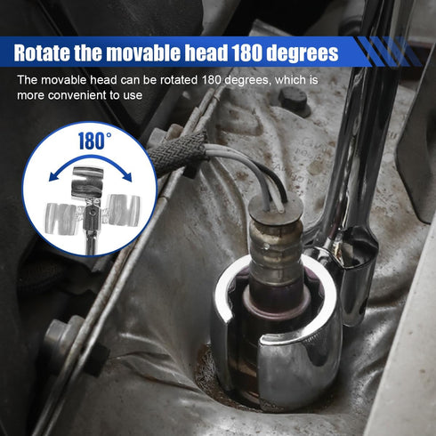 Tuxihapp O2 6 12 7/8"/22mm O2 Double Sided Flexible Sensor Wrench, Point & Point Socket Head Oxygen Sensor Wrench