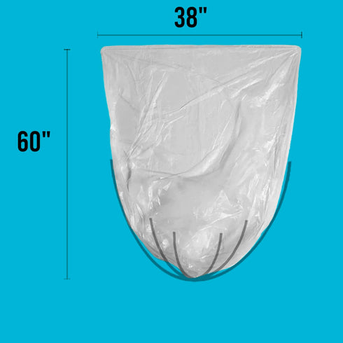 55-60 Gallon Trash Bags - 50 Count Bulk, Heavy Duty Clear Plastic Recycling Bags for Home, Commercial, Outdoor Use