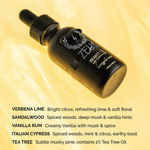 ZEUS Natural Beard Oil, Premium Conditioning Oil for Beard & Mustache, Sandalwood, 1 oz., MADE IN USA