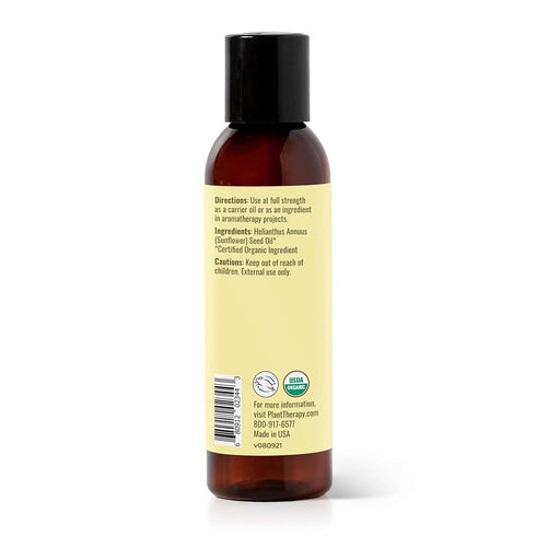 Plant Therapy Organic Sunflower Carrier Oil, 4 oz Base Oil for Aromatherapy