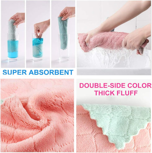 10-Pack Microfiber Cleaning Cloth Dish Towels, Reusable Double-Sided Household Cleaning Cloths for Kitchen, Glass