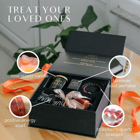 Package Set Self Care Gift Box for Women - Birthday & Get Well Soon Care with Crystal Candle, Beaded Bracelet