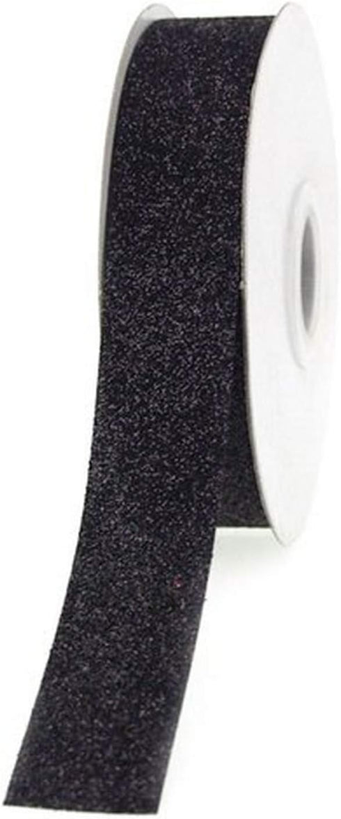 Homeford Firefly Imports Glitter Ribbon Wrapping, 7/8-Inch, 25 Yards, Black, 7/8" by Homeford