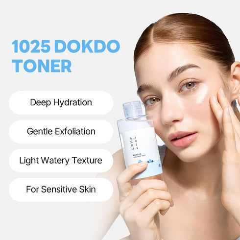 ROUND LAB 1025 Dokdo Toner 6.76 Fl Oz - Gentle Exfoliating Facial Toner for Oil Control and Moisturization