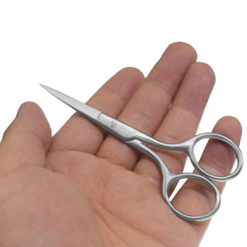 Professional Grooming Scissors, Stainless Steel Fine Straight Tip Scissors, 3.9 Inch for Facial Hair Removal