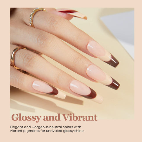 modelones Gel Nail Polish, 15ML Neutral Nude Soak Off LED Skin Tone Tan Color Nail Gel Polish for Home Manicure