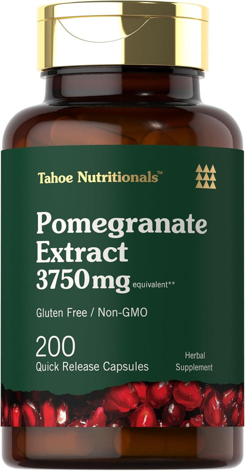 Pomegranate Extract, 200 Capsules, 3750 mg, Non-GMO, Gluten Free Supplement