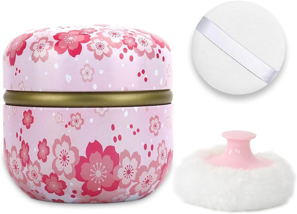 Body Powder Puff and Container, 3.15" Portable Empty Container for Baby Women's Loose Powder