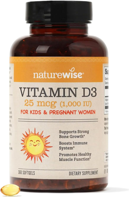 NatureWise Vitamin D3 1000iu (25 mcg) - 360 Count, Non-GMO, Gluten Free in Cold-Pressed Olive Oil