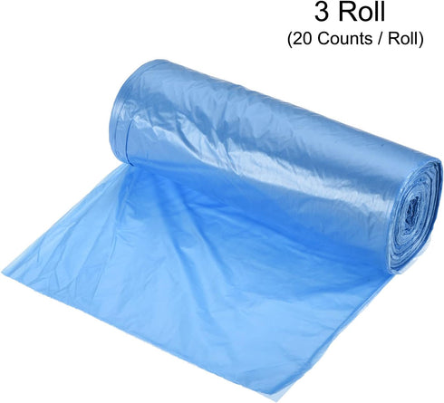 MECCANIXITY 4-6 Gallon Blue Small Trash Bags, 60 Counts / 3 Rolls for Kitchen, Office, Bathroom