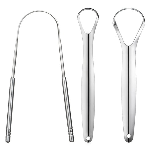 3 PCS Metal Tongue Scraper, Stainless Steel Tongue Scrapers for Adults, Portable Tongue Scrappers YLYL