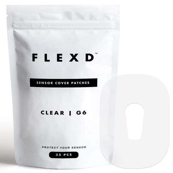 Flexd G6 Adhesive Patches - Waterproof Overpatch for Dexcom G6, Durable CGM Adhesive Patches, 35 Pcs Clear